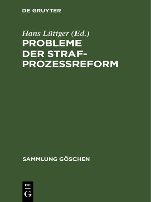cover image of Probleme der Strafprozeßreform